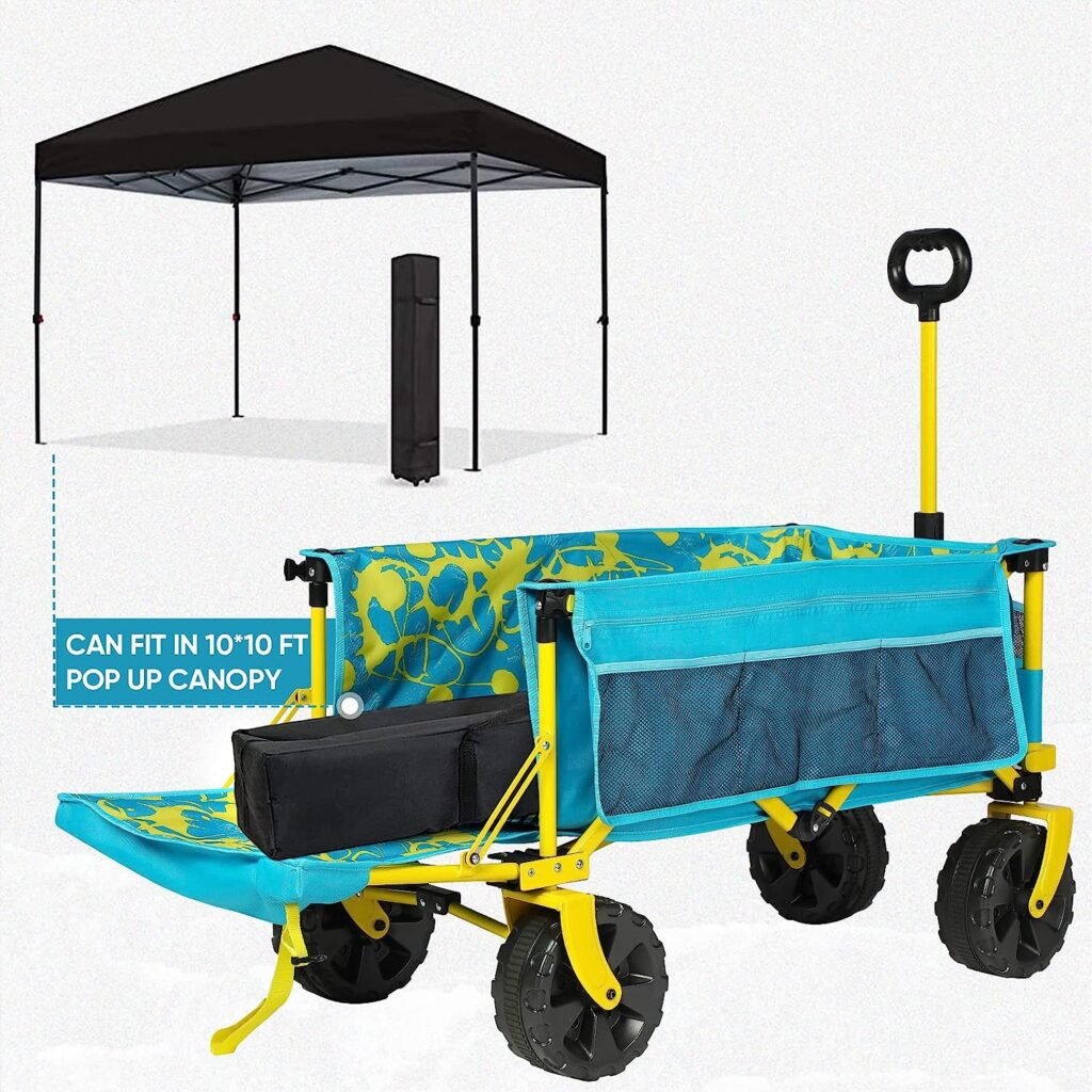 Beach Wagon Cart with Big Wheels, Collapsible Utility Wagon Heavy Duty Folding,Ideal for Outdoor Sand Camping Garden Pet by Old Bahama Bay
