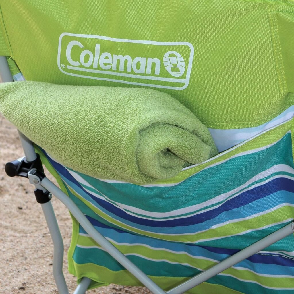 Coleman Utopia Breeze Beach Chair, Lightweight Folding Beach Chair with Cup Holder, Seatback Pocket, Relaxed Design; 21-inch Seat Supports up to 250lbs