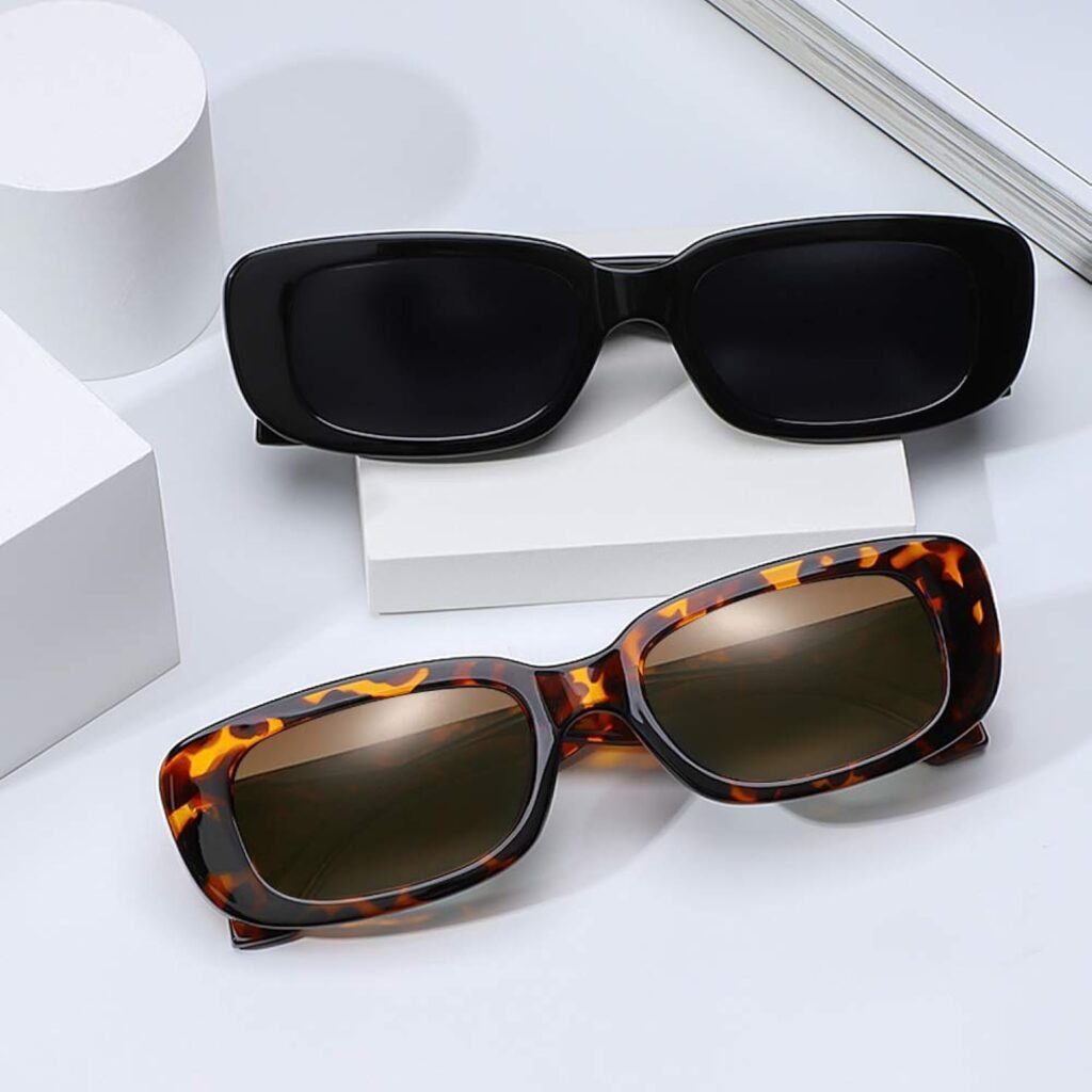 4 Pieces Retro Sunglasses Vintage Sunglasses Small Square Rectangle 90s Glasses Trendy Y2K for Women Aesthetic