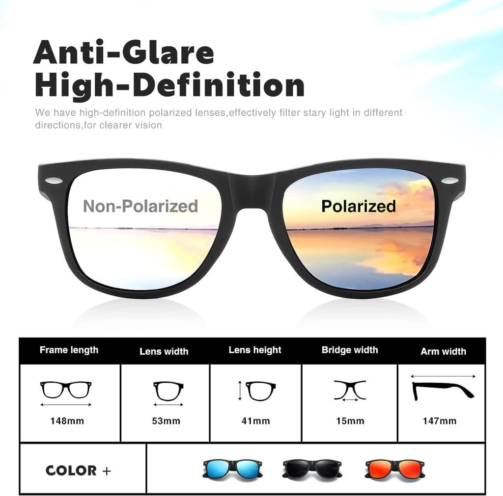 DEMIKOS Sunglasses Men Polarized Sunglasses for Womens Trendy Retro Mirror Lens for Driving Fishing UV400 Protection