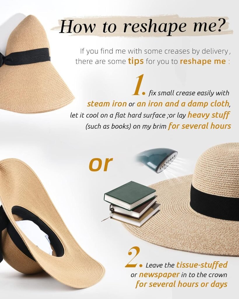 FURTALK Womens Sun Straw Hat Wide Brim UPF 50 Summer Hat Foldable Roll up Floppy Beach Hats for Women