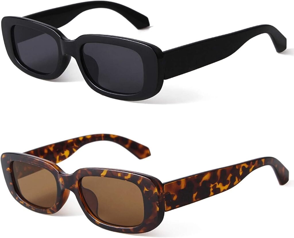 KUGUAOK Retro Rectangle Sunglasses Women and Men Vintage Small Square Sun Glasses UV Protection Glasse