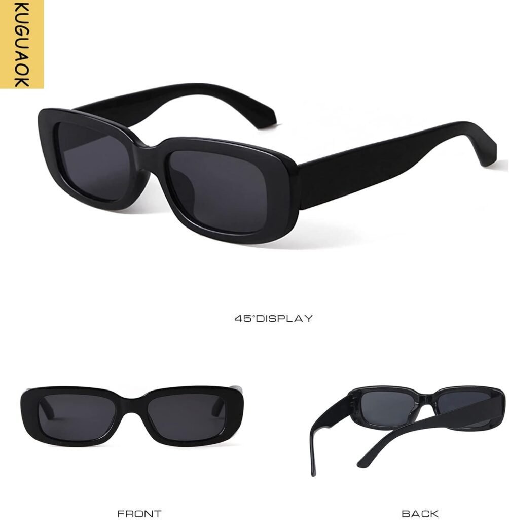 KUGUAOK Retro Rectangle Sunglasses Women and Men Vintage Small Square Sun Glasses UV Protection Glasse
