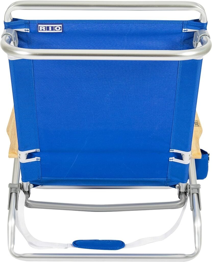 RIO beach Classic 5-Position Lay-Flat Folding Beach Chair, 30.8 x 24.75 x 29.5, Pacific Blue