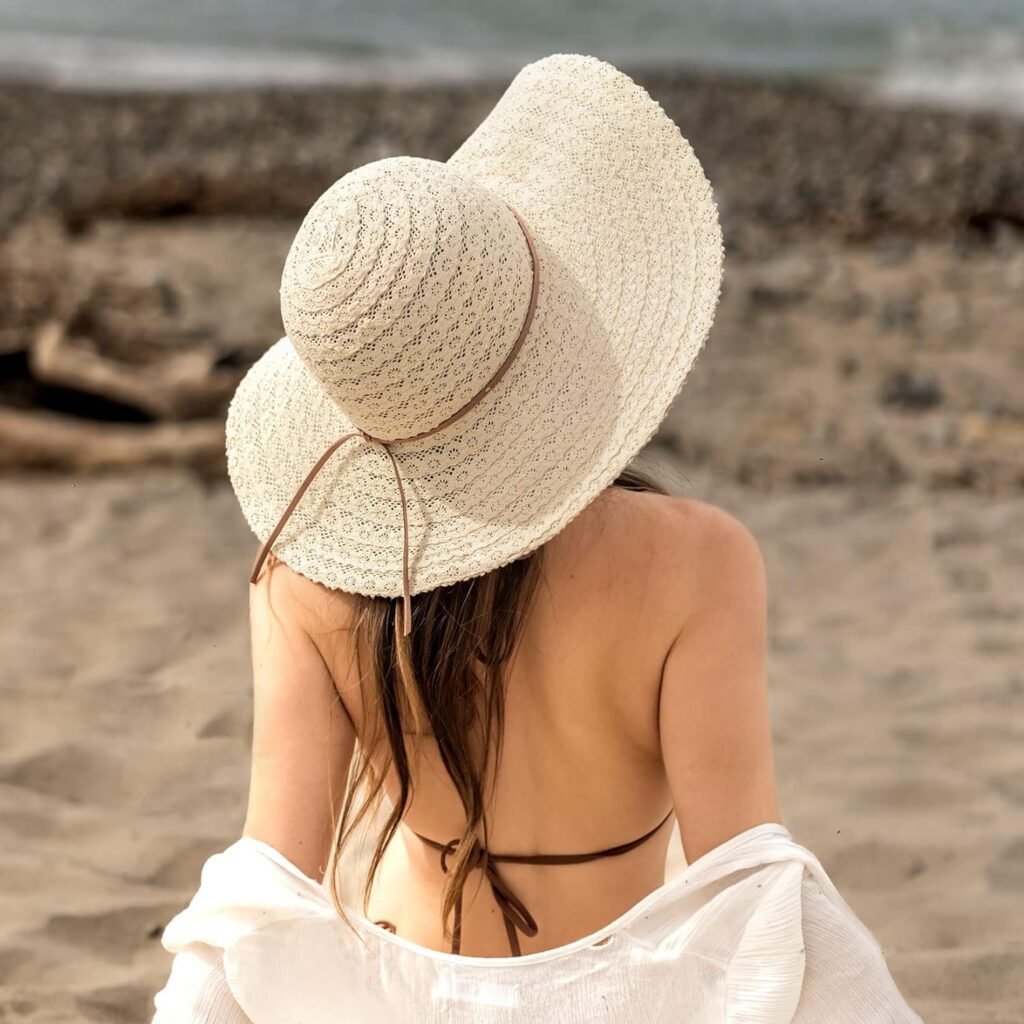 Sun Hat Womens, Beach Floppy Hats for Women Foldable, Wide Brim Summer Packable Lace Sun Beach Floppy Hats Women