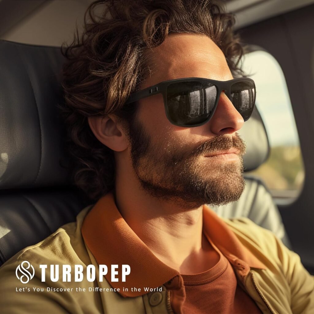 TURBOPEP Square Polarized Sunglasses for Men and Women Lightweight Frame Sun Glasses with UV Protection